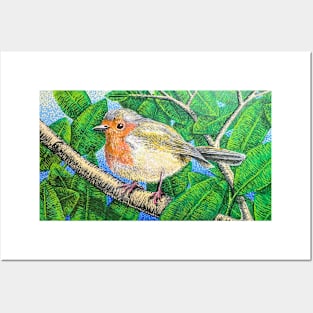 English Robin color ink Posters and Art